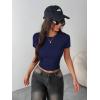 Zeagoo Women Crewneck Slim Fitted Short Sleeve T Shirts Cute Stretchy Bodycon Basic Tee Tops(Navy Blue)