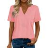 Zeagoo Womens Tops Short Sleeve V Neck Tee Shirts Cute Dressy Casual Clothing Business Work Blouse(B-coral)