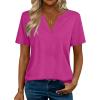 Zeagoo Womens Tops Short Sleeve V Neck Tee Shirts Cute Dressy Casual Clothing Business Work Blouse(B-hot Pink)