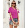 Zeagoo Womens Tops Short Sleeve V Neck Tee Shirts Cute Dressy Casual Clothing Business Work Blouse(B-hot Pink)