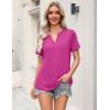 Zeagoo Womens Tops Short Sleeve V Neck Tee Shirts Cute Dressy Casual Clothing Business Work Blouse(B-hot Pink)