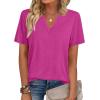 Zeagoo Womens Tops Short Sleeve V Neck Tee Shirts Cute Dressy Casual Clothing Business Work Blouse(B-hot Pink)