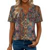 Zeagoo Womens Tops Short Sleeve V Neck Tee Shirts Cute Dressy Casual Clothing Business Work Blouse(Bohemian Mz721)
