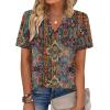 Zeagoo Womens Tops Short Sleeve V Neck Tee Shirts Cute Dressy Casual Clothing Business Work Blouse(Bohemian Mz721)