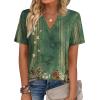 Zeagoo Womens Tops Short Sleeve V Neck Tee Shirts Cute Dressy Casual Clothing Business Work Blouse(Boho Green Mz839)