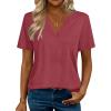 Zeagoo Womens Tops Short Sleeve V Neck Tee Shirts Cute Dressy Casual Clothing Business Work Blouse(B-red)