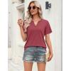 Zeagoo Womens Tops Short Sleeve V Neck Tee Shirts Cute Dressy Casual Clothing Business Work Blouse(B-red)