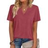 Zeagoo Womens Tops Short Sleeve V Neck Tee Shirts Cute Dressy Casual Clothing Business Work Blouse(B-red)