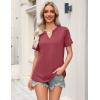 Zeagoo Womens Tops Short Sleeve V Neck Tee Shirts Cute Dressy Casual Clothing Business Work Blouse(B-red)