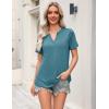 Zeagoo Womens Tops Short Sleeve V Neck Tee Shirts Cute Dressy Casual Clothing Business Work Blouse(B-turquoise)