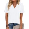 Zeagoo Womens Tops Short Sleeve V Neck Tee Shirts Cute Dressy Casual Clothing Business Work Blouse(B-white)