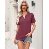 Zeagoo Womens Tops Short Sleeve V Neck Tee Shirts Cute Dressy Casual Clothing Business Work Blouse(B-wine Red)