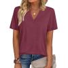 Zeagoo Womens Tops Short Sleeve V Neck Tee Shirts Cute Dressy Casual Clothing Business Work Blouse(B-wine Red)