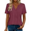 Zeagoo Womens Tops Short Sleeve V Neck Tee Shirts Cute Dressy Casual Clothing Business Work Blouse(B-wine Red)