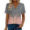 Zeagoo Womens Tops Short Sleeve V Neck Tee Shirts Cute Dressy Casual Clothing Business Work Blouse(Gray Print)