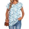 Zeagoo Womens Tops Summer Casual Cap Sleeve Tshirts Shirts Business Dressy Spring Fashion Outfits Trendy Clothes(Blue and White)