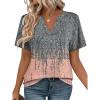 Zeagoo Womens Tops Short Sleeve V Neck Tee Shirts Cute Dressy Casual Clothing Business Work Blouse(Gray Print)
