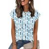 Zeagoo Womens Tops Summer Casual Cap Sleeve Tshirts Shirts Business Dressy Spring Fashion Outfits Trendy Clothes(Blue and White)
