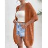 Zeagoo Lightweight Summer Crochet Cardigan for Women Short Sleeve Kimono Boho Oversized Open Front Knitted Cardigan(Caramel)