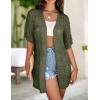 Zeagoo Lightweight Summer Crochet Cardigan for Women Short Sleeve Kimono Boho Oversized Open Front Knitted Cardigan(Dark Green)