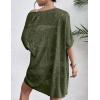 Zeagoo Lightweight Summer Crochet Cardigan for Women Short Sleeve Kimono Boho Oversized Open Front Knitted Cardigan(Dark Green)