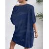Zeagoo Lightweight Summer Crochet Cardigan for Women Short Sleeve Kimono Boho Oversized Open Front Knitted Cardigan(Navy Blue)