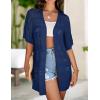 Zeagoo Lightweight Summer Crochet Cardigan for Women Short Sleeve Kimono Boho Oversized Open Front Knitted Cardigan(Navy Blue)