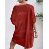 Zeagoo Lightweight Summer Crochet Cardigan for Women Short Sleeve Kimono Boho Oversized Open Front Knitted Cardigan(Red)