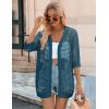 Zeagoo Women’s 2026 Summer Crochet Lightweight Cardigan Short Sleeve Boho Kimono Oversized Open Front Sweater Tops(02 Lake Blue)