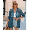 Zeagoo Women’s 2026 Summer Crochet Lightweight Cardigan Short Sleeve Boho Kimono Oversized Open Front Sweater Tops(02 Lake Blue)