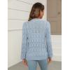 Zeagoo Women’s Lightweight Crochet Cropped Cardigan 2026 V Neck Long Sleeve Button up Bolero Shrug Sweater(Light Blue)