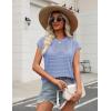 Zeagoo Womens Spring Summer Crochet Tops Cap Sleeve Sweater Vest Hollow Out Pullover Shirts Beach Vacation Clothes(Light Blue)