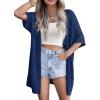 Zeagoo Lightweight Summer Crochet Cardigan for Women Short Sleeve Kimono Boho Oversized Open Front Knitted Cardigan(Navy Blue)