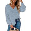 Zeagoo Women’s Lightweight Crochet Cropped Cardigan 2026 V Neck Long Sleeve Button up Bolero Shrug Sweater(Light Blue)