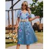 Zeagoo Summer Dress for Women Casual Floral Midi Sundress with Pockets V Neck Pleated Short Sleeve Aline Beach Vacation Dress(A-floral-3)