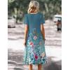 Zeagoo Summer Dress for Women Casual Floral Midi Sundress with Pockets V Neck Pleated Short Sleeve Aline Beach Vacation Dress(Floral-7)