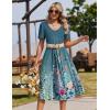 Zeagoo Summer Dress for Women Casual Floral Midi Sundress with Pockets V Neck Pleated Short Sleeve Aline Beach Vacation Dress(Floral-7)