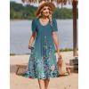 Zeagoo Summer Dress for Women Casual Floral Midi Sundress with Pockets V Neck Pleated Short Sleeve Aline Beach Vacation Dress(Floral-7)
