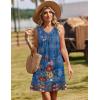 Zeagoo Summer Dresses for Women 2026 Sleeveless Dress V Neck Tank Dress Pleated Floral Tshirt Sundresses with Pockets(A-blue Floral Print)