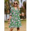 Zeagoo Summer Dresses for Women 2026 V Neck Ruffle Sleeve Casual Shift Dress Hawaiian Sundress Beach Vacation Clothes(A01-green Floral)