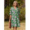 Zeagoo Summer Dresses for Women 2026 V Neck Ruffle Sleeve Casual Shift Dress Hawaiian Sundress Beach Vacation Clothes(A01-green Floral)