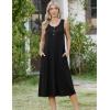 Zeagoo Women Beach Summer Midi Dress 2026 Sleeveless Casual Beachy Sundress Button Down Loose Tank Dresses with Pockets(Black)