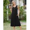 Zeagoo Women Beach Summer Midi Dress 2026 Sleeveless Casual Beachy Sundress Button Down Loose Tank Dresses with Pockets(Black)