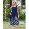 Zeagoo Women Beach Summer Midi Dress 2026 Sleeveless Casual Beachy Sundress Button Down Loose Tank Dresses with Pockets(Floral Blue)