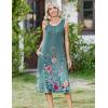 Zeagoo Women Beach Summer Midi Dress 2026 Sleeveless Casual Beachy Sundress Button Down Loose Tank Dresses with Pockets(Floral Gray Green)