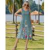Zeagoo Women Beach Summer Midi Dress 2026 Sleeveless Casual Beachy Sundress Button Down Loose Tank Dresses with Pockets(Floral Gray Green)