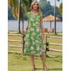 Zeagoo Women Beach Summer Midi Dress 2026 Sleeveless Casual Beachy Sundress Button Down Loose Tank Dresses with Pockets(Green Pink)
