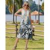 Zeagoo Women Beach Summer Midi Dress 2026 Sleeveless Casual Beachy Sundress Button Down Loose Tank Dresses with Pockets(Marble Flowers)