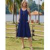 Zeagoo Women Beach Summer Midi Dress 2026 Sleeveless Casual Beachy Sundress Button Down Loose Tank Dresses with Pockets(Navy)