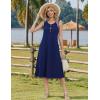 Zeagoo Women Beach Summer Midi Dress 2026 Sleeveless Casual Beachy Sundress Button Down Loose Tank Dresses with Pockets(Navy)
